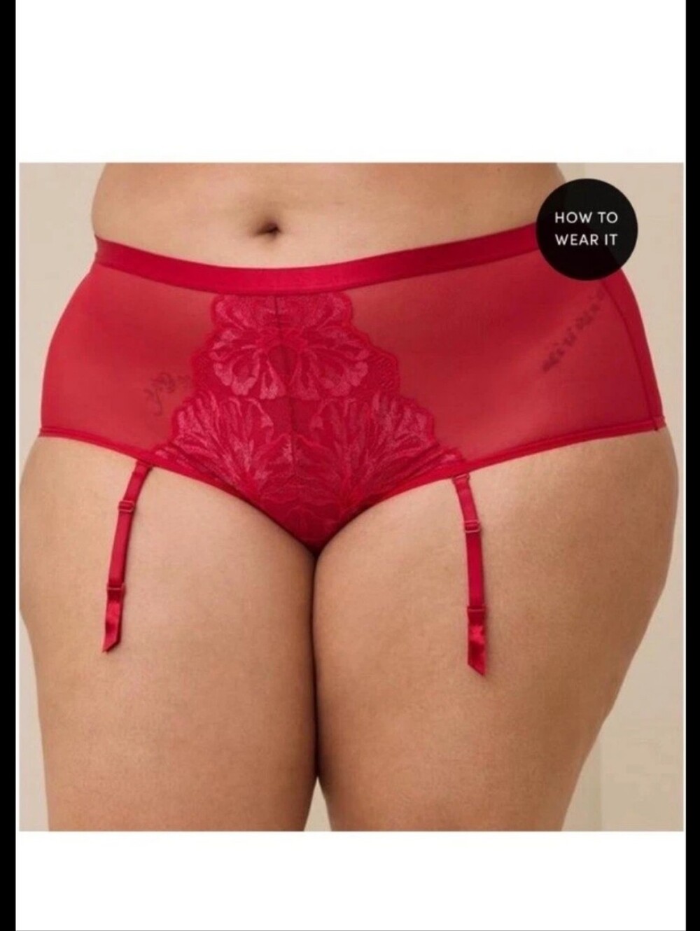 Sexy 💋 torrid Plus Size 2x Red High-Waist Sheer Garter Brief Panty Panties